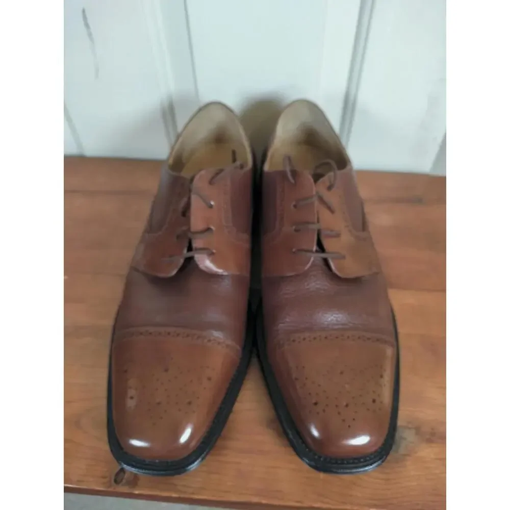 Giorgio Brutini Men’s Brown Leather Cap Toe‎ Derby Shoes  Made in Brazil Sz 12